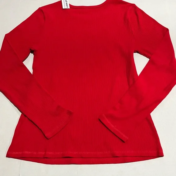 Old Navy NWT Women’s Vibrant Red Rib-Knit Long Sleeve Crew Neckline Shirt SIZE L - Picture 2 of 8